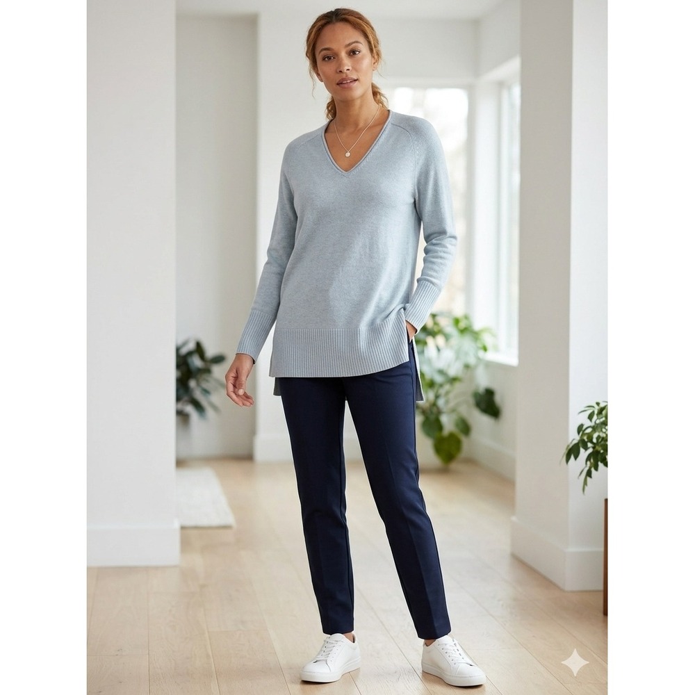 Eileen Fisher Frost F4BSV-W6184M V‎ Neck Sweater Size Small MSRP $198 NWT